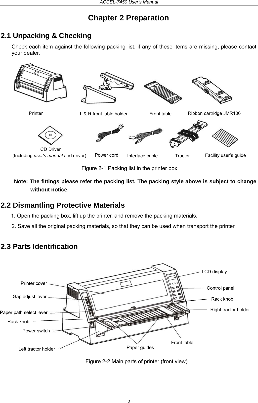 Kong Yue Electronics And Information Industry Accel 7450s Dot Matrix Printer User Manual Accel 7450 User S Manual V1 0
