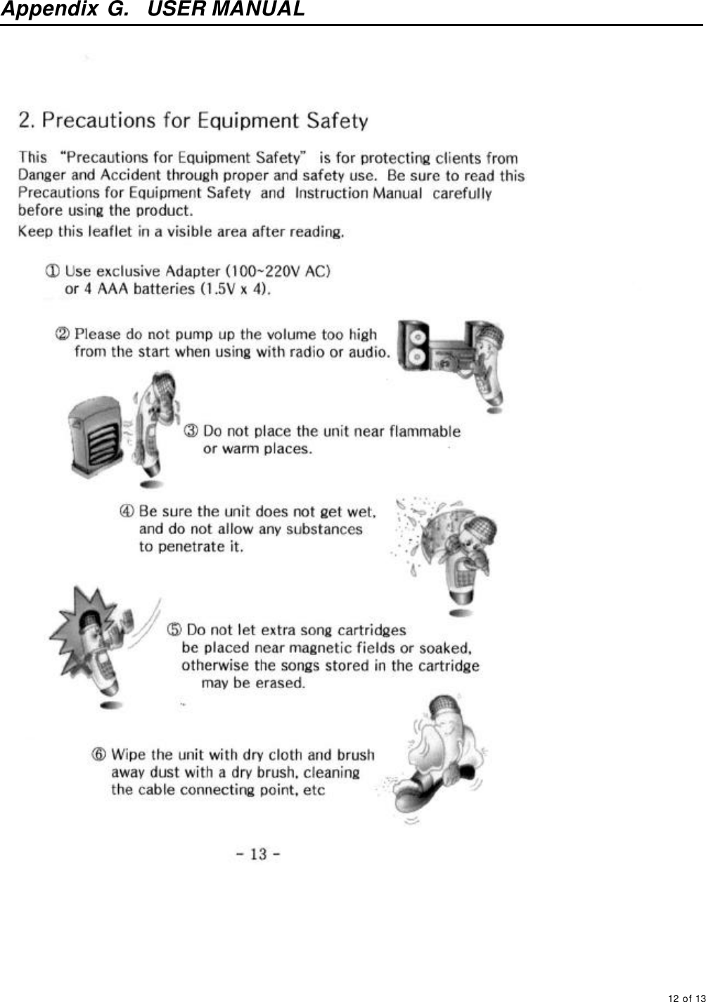     12 of 13       Appendix G.  USER MANUAL   