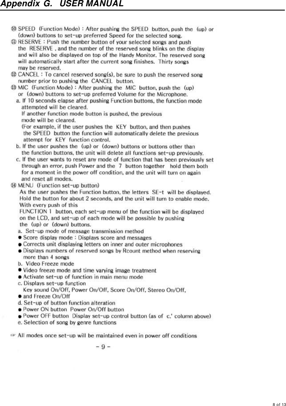     8 of 13       Appendix G.  USER MANUAL   