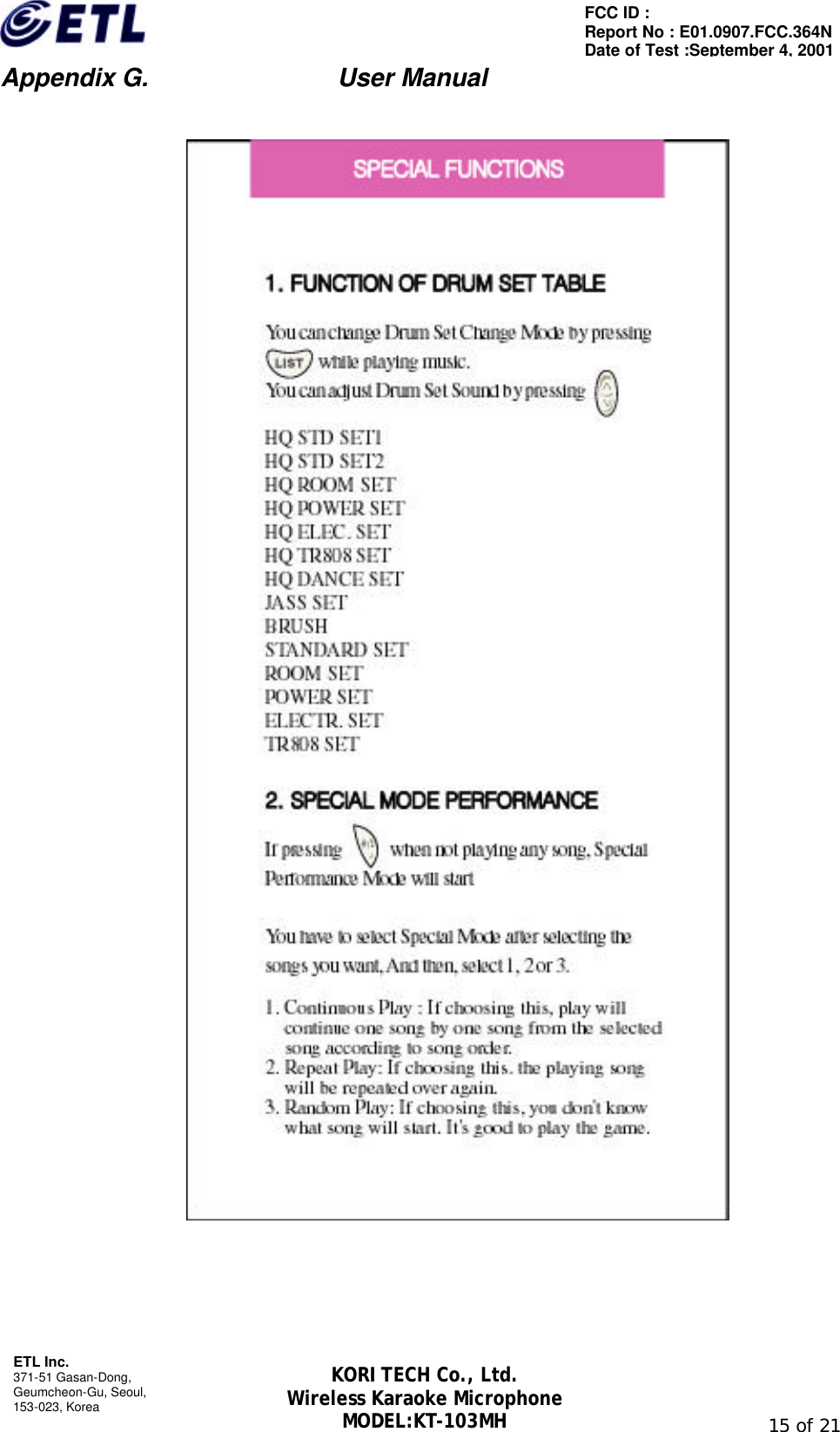 Kori Tech Kt 103mh Wireless Karaoke Microphone User Manual Manual