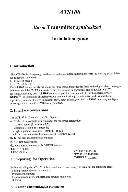 VHF Alarm Transmitter User Manual