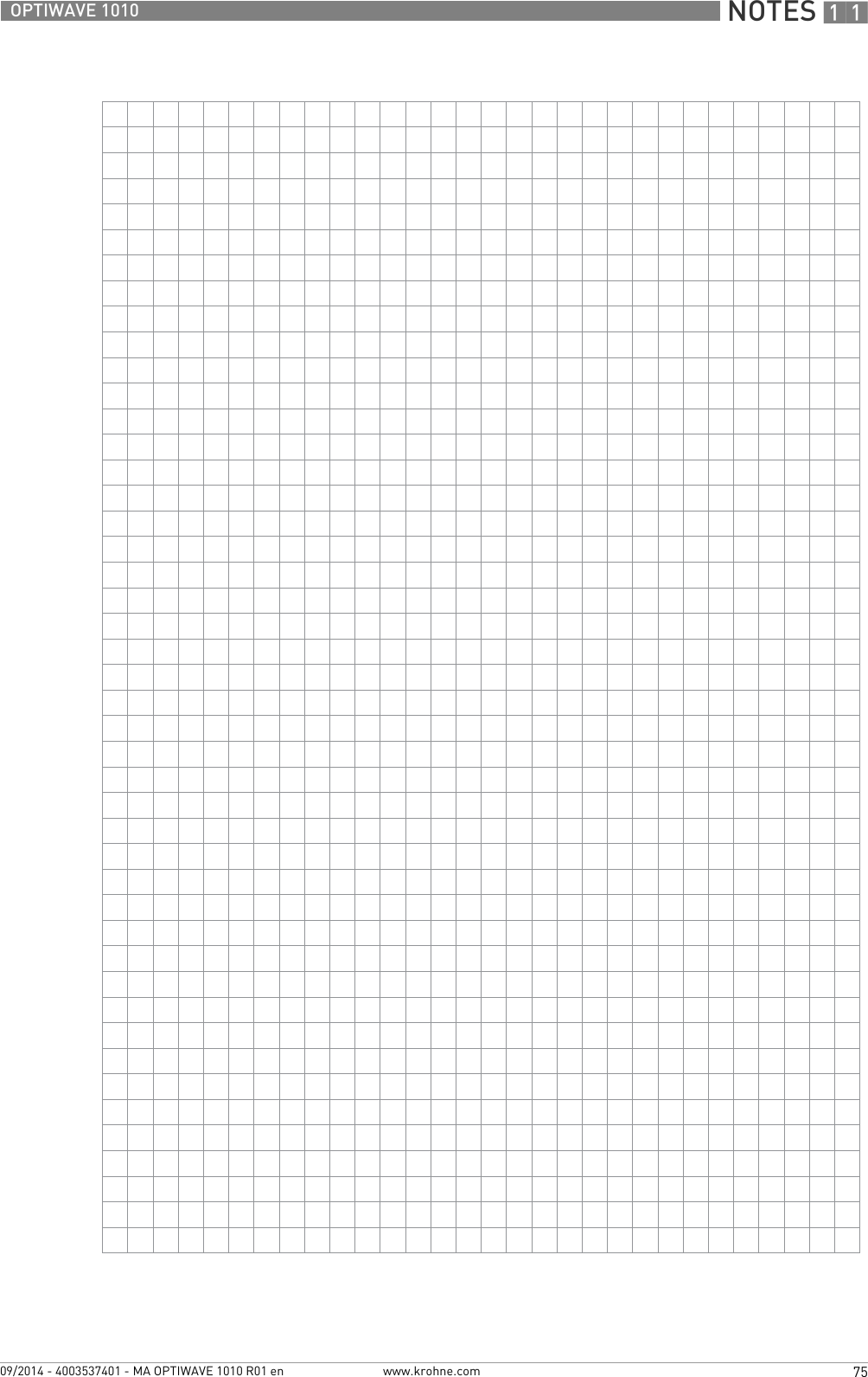  NOTES 1175OPTIWAVE 1010www.krohne.com09/2014 - 4003537401 - MA OPTIWAVE 1010 R01 en