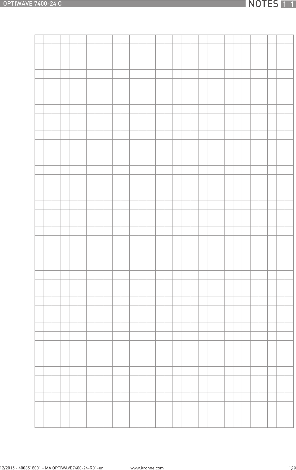  NOTES 11139OPTIWAVE 7400-24 Cwww.krohne.com12/2015 - 4003518001 - MA OPTIWAVE7400-24-R01-en