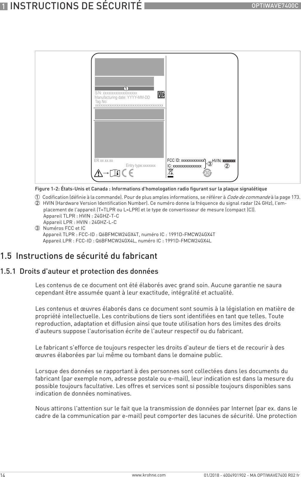 Page 7 of KROHNE FMCW24GX4L Level Probing Radar User Manual MA OPTIWAVE7400 fr 170829 4004901901 R01