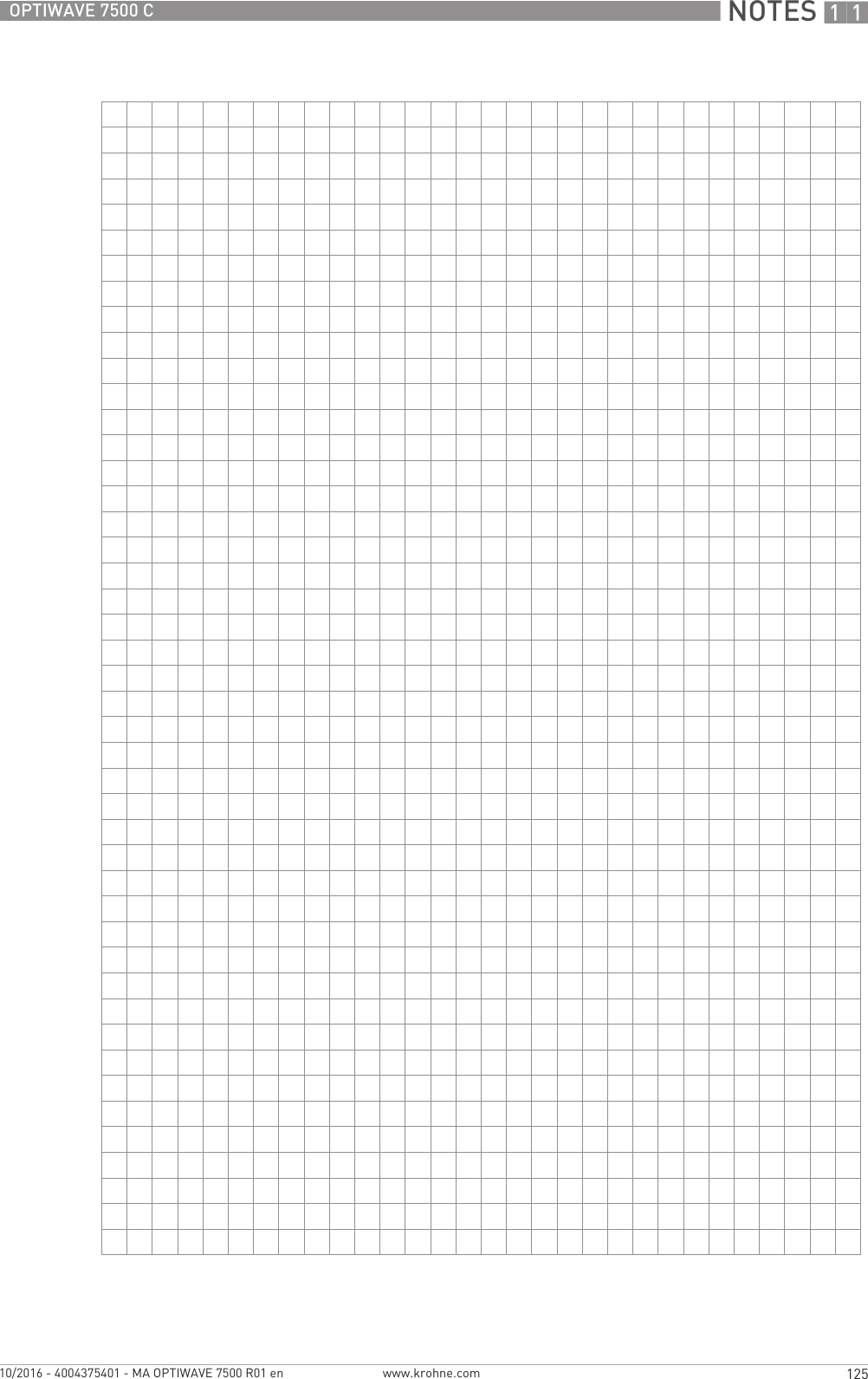  NOTES 11125OPTIWAVE 7500 Cwww.krohne.com10/2016 - 4004375401 - MA OPTIWAVE 7500 R01 en