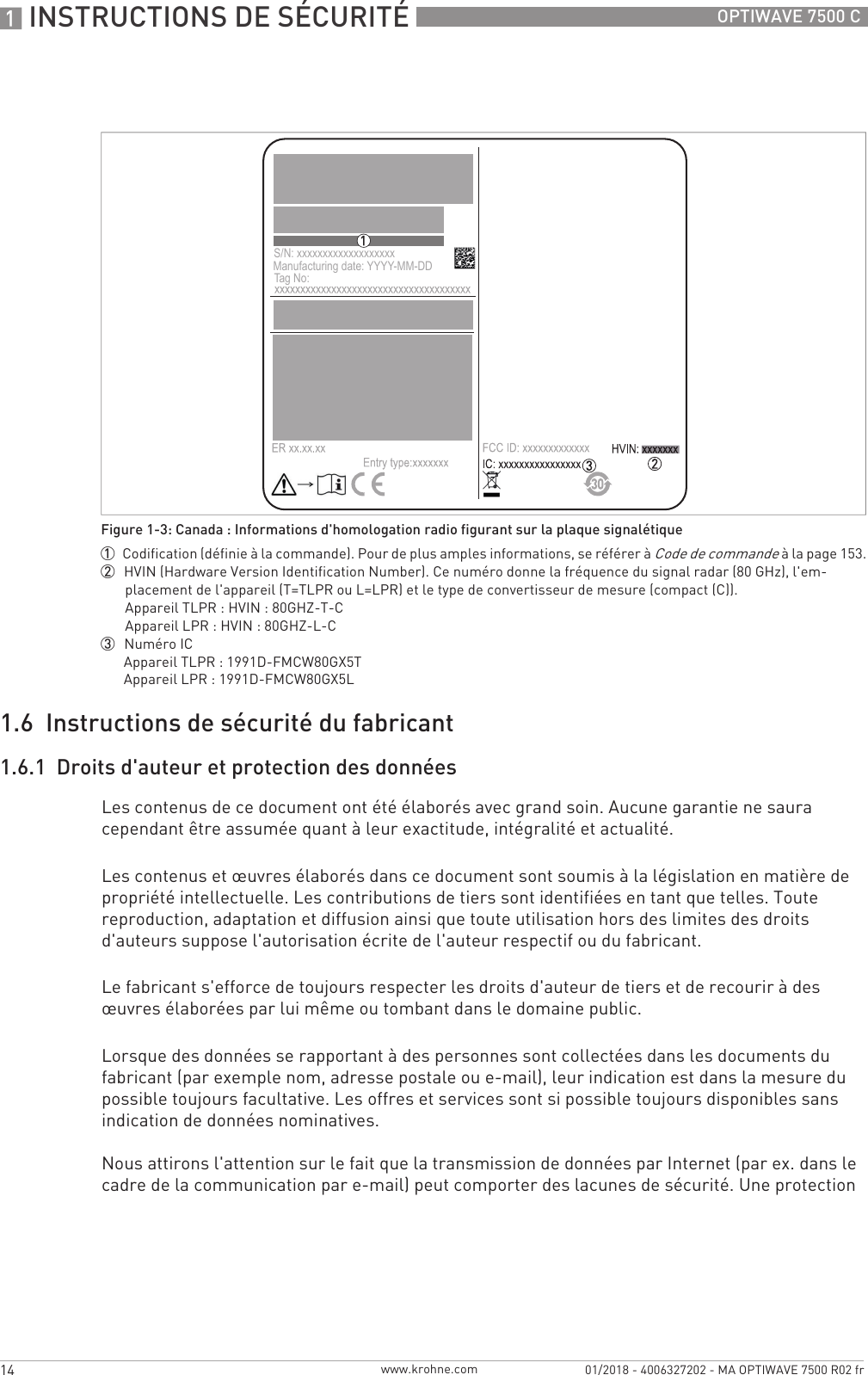 Page 7 of KROHNE FMCW80GX5L Level Probing Radar User Manual MA OPTIWAVE7500 fr 170829 4006327201 R01