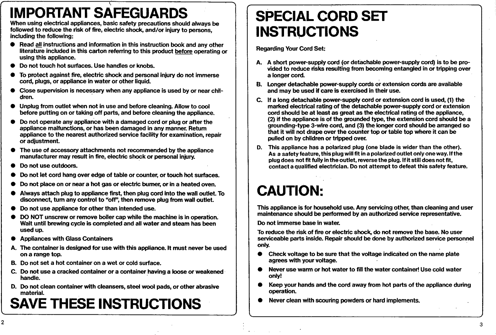 Page 2 of 7 - KRUPS  Coffee/Tea Maker Manual L0902527