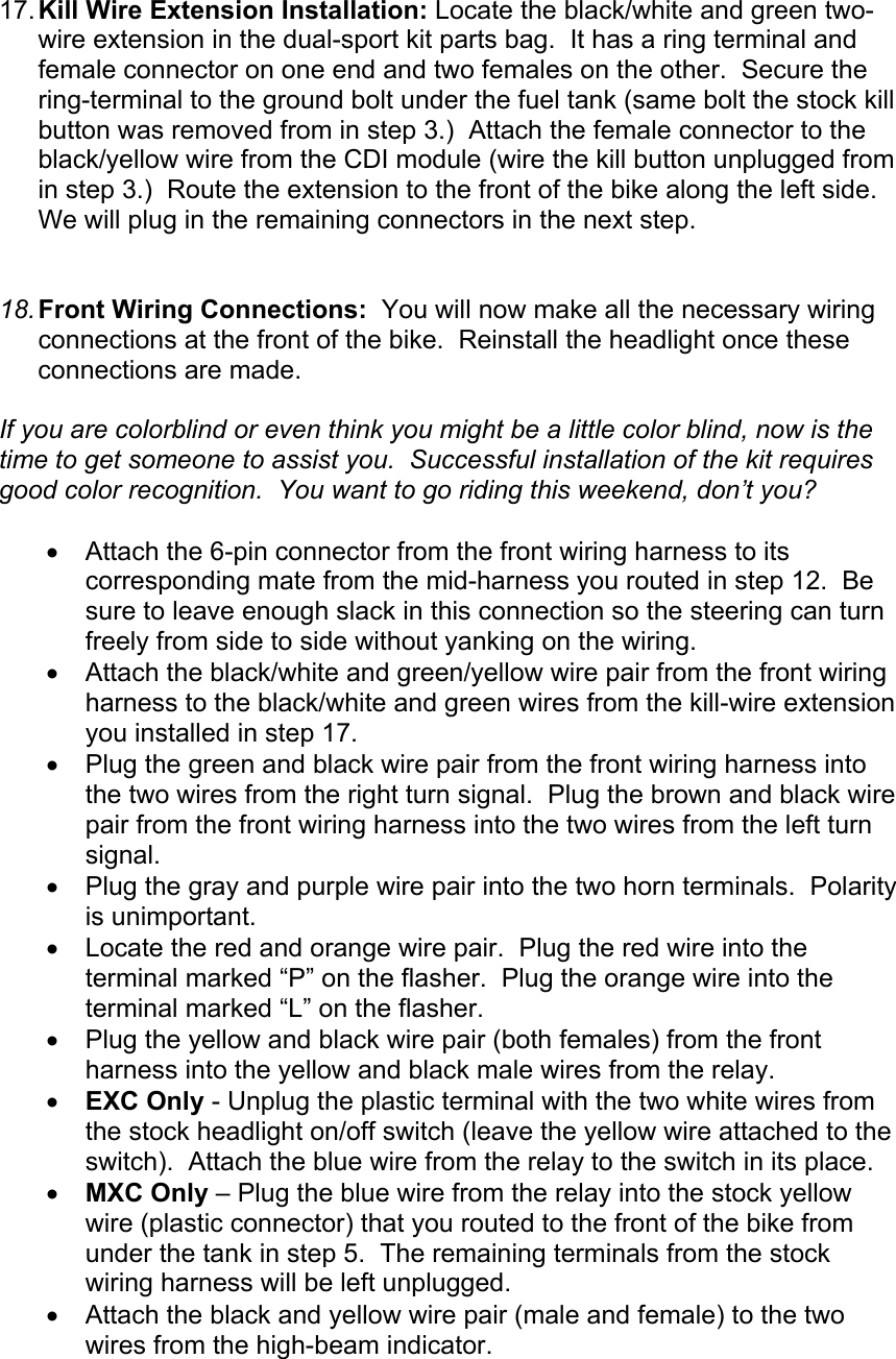 Page 6 of 10 - KTM DUAL SPORT KIT INSTALLATION MANUAL ’04 450/525 EXC User  To The 64e55f66-ff78-40ba-8caf-111fc89670b0