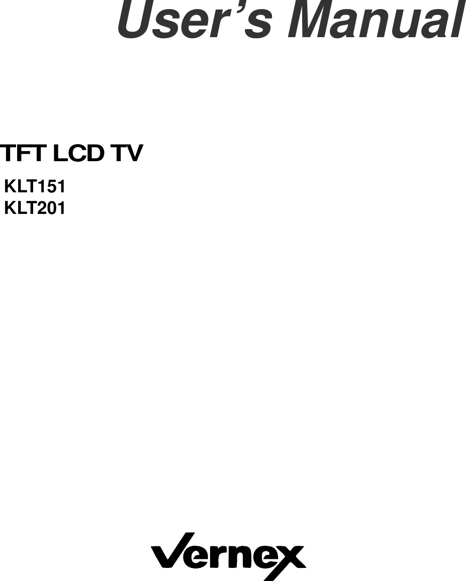 TFT LCD TVUser&rsquo;s ManualKLT151KLT201