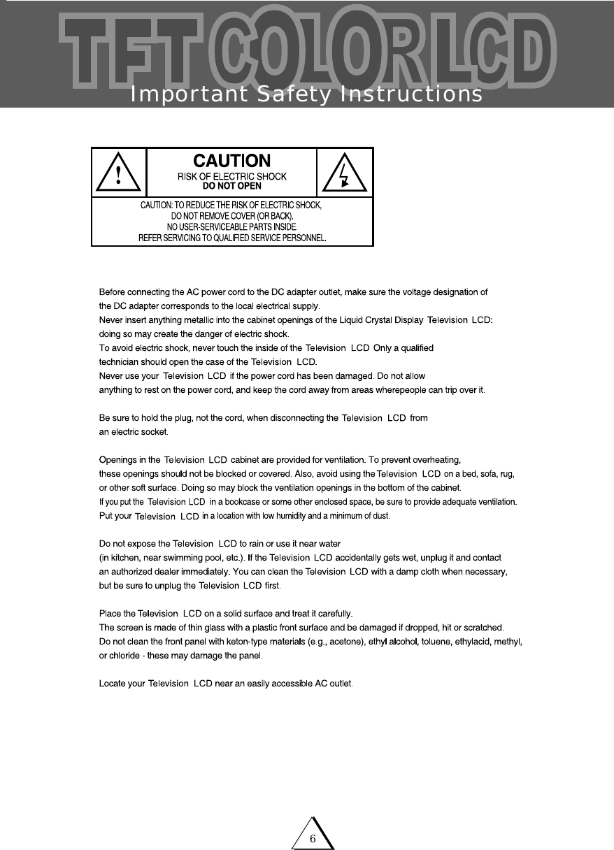  Important Safety Instructions6