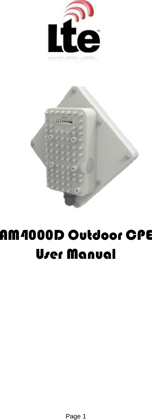 Page 1                AM4000D Outdoor CPE User Manual         