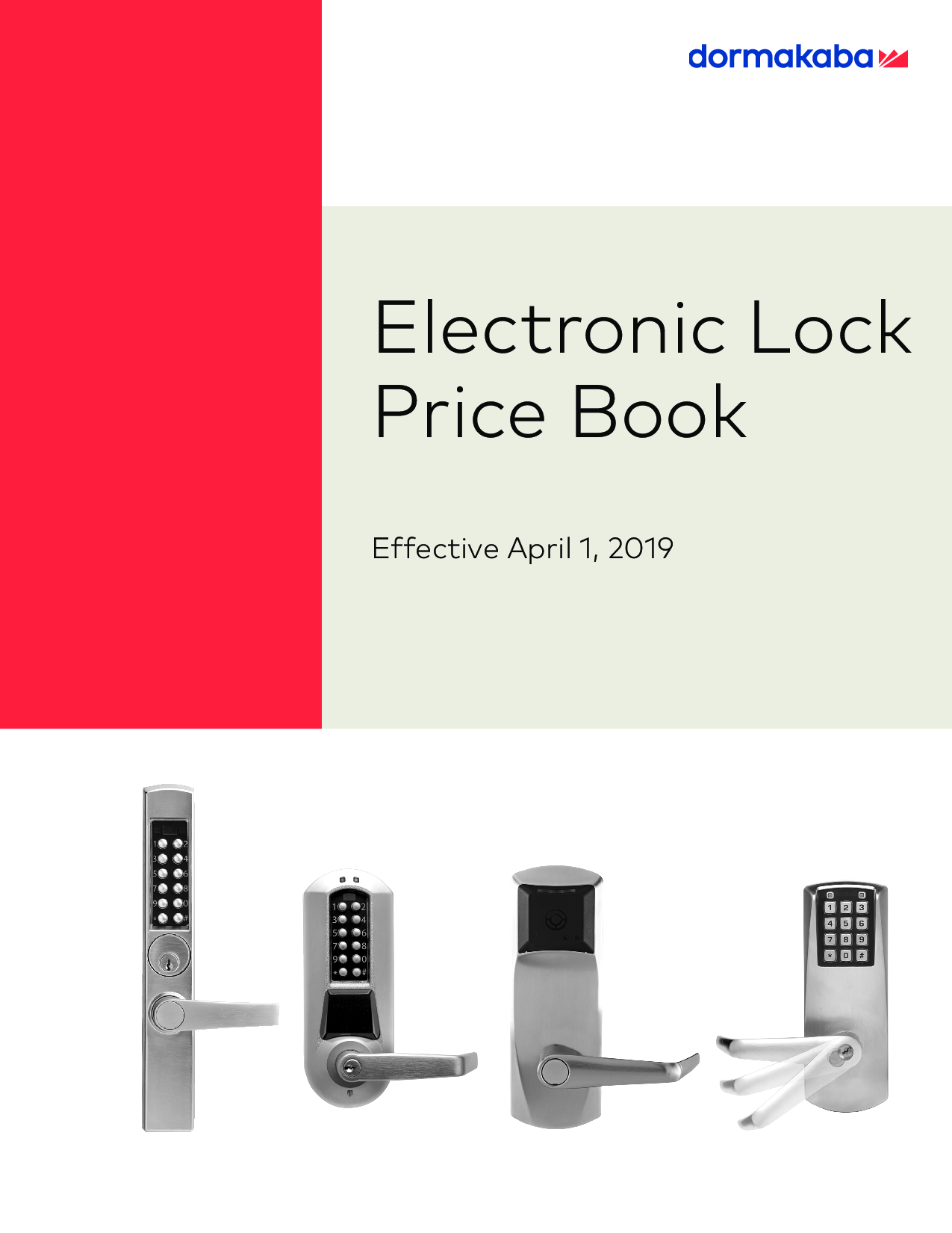Kaba Access 2019 E Plex/Electronic Lock Price Book Electronic