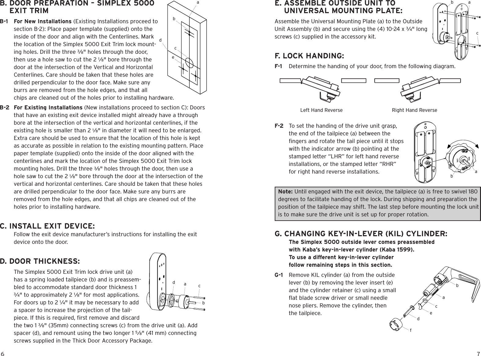 Page 4 of 12 - Kaba Access  Simplex Mechanical Pushbutton Lock - 5000 Series Exit Installation Instructions Simplex-5000-exit-installation-instructions-pkg3054