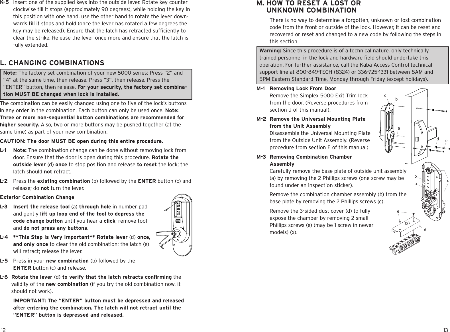 Page 9 of 12 - Kaba Access  Simplex Mechanical Pushbutton Lock - 5000 Series Exit Installation Instructions Simplex-5000-exit-installation-instructions-pkg3054