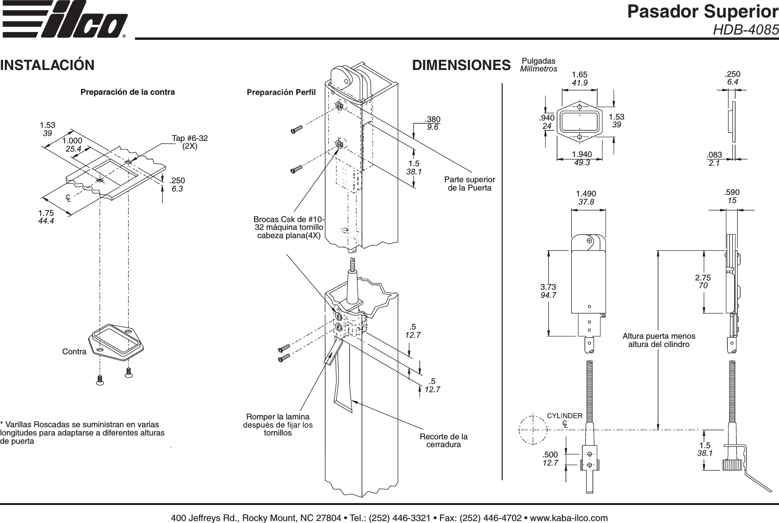 Page 2 of 2 - Kaba Ilco  4085 Series Header Bolt Installation Instructions 4085-series-header-bolt-installation-instructions