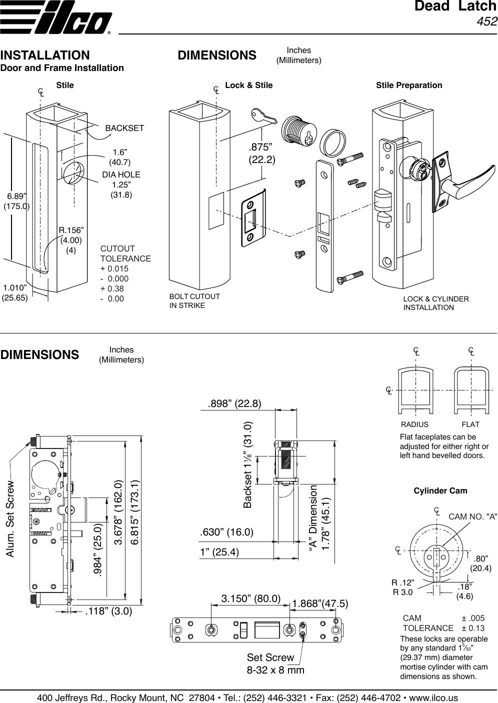 Kaba Ilco 452 Deadlatch Instructions