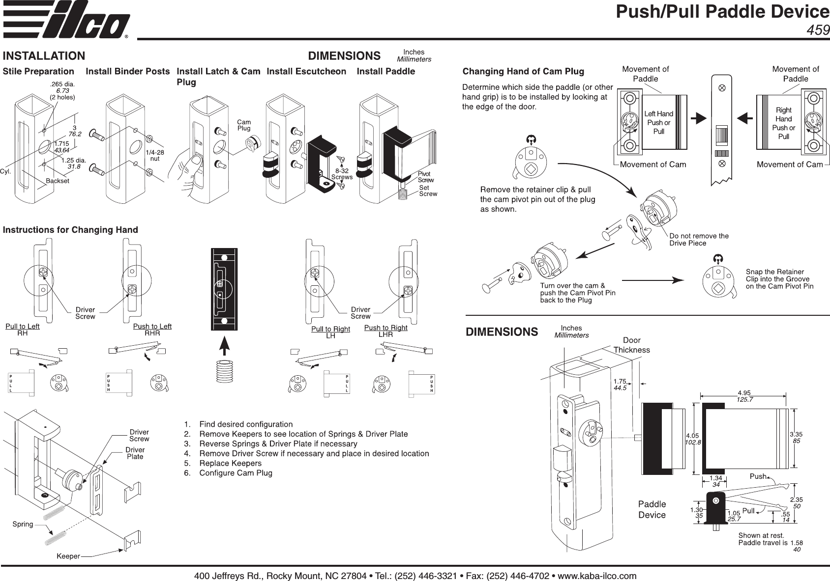 Page 1 of 2 - Kaba Ilco  459 Series Installation Instructionss 459-series-installation-instructions