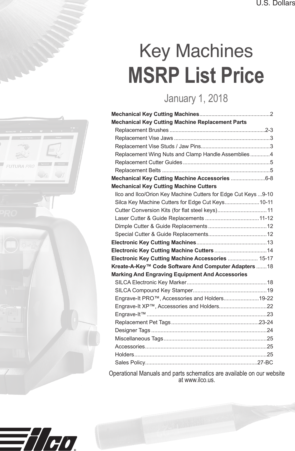 Kaba Ilco 2018 Key Machines Price Book MSRP Jan2018