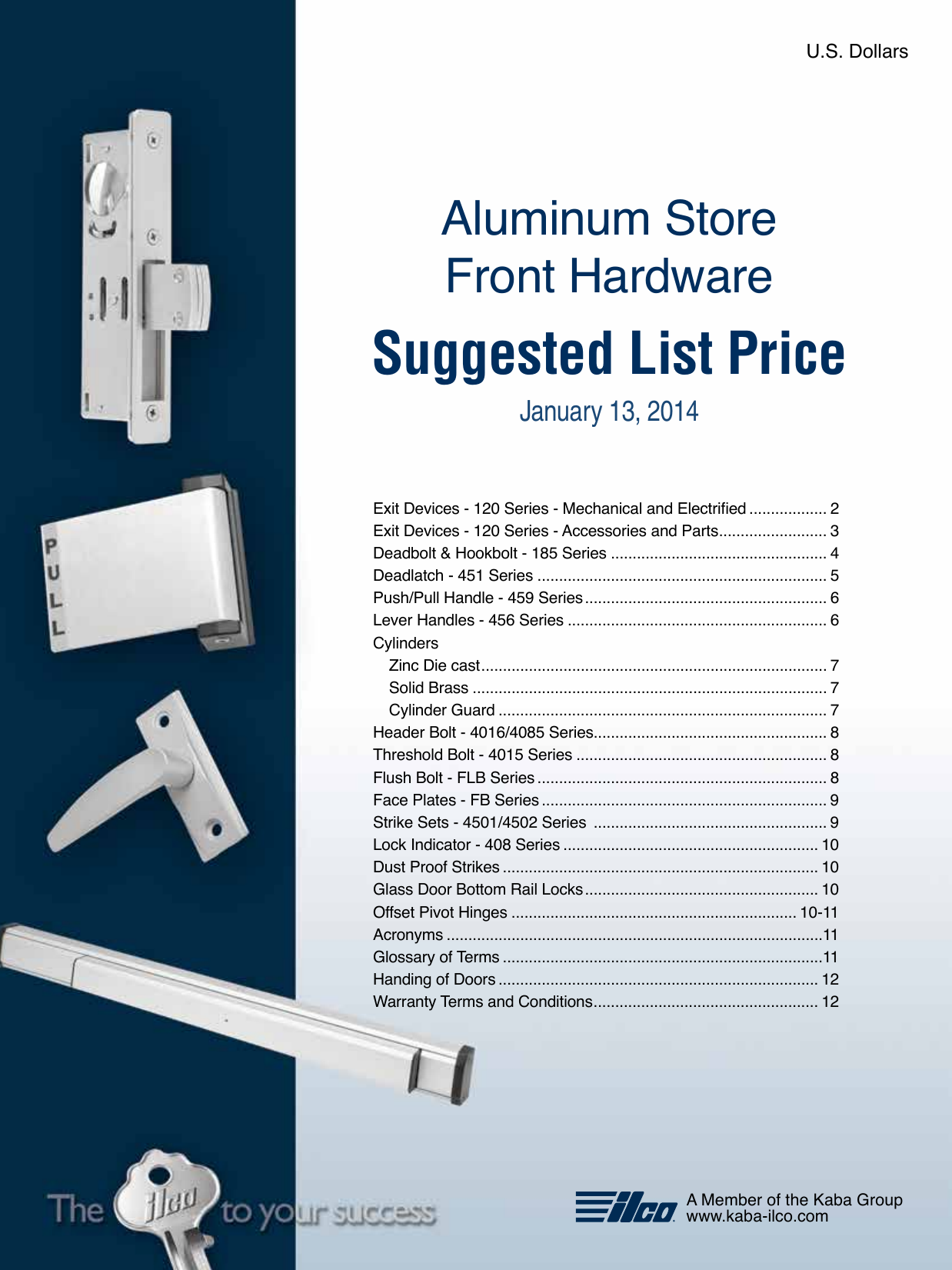 Page 1 of 12 - Kaba Ilco  Storefront Hardware Price Book List