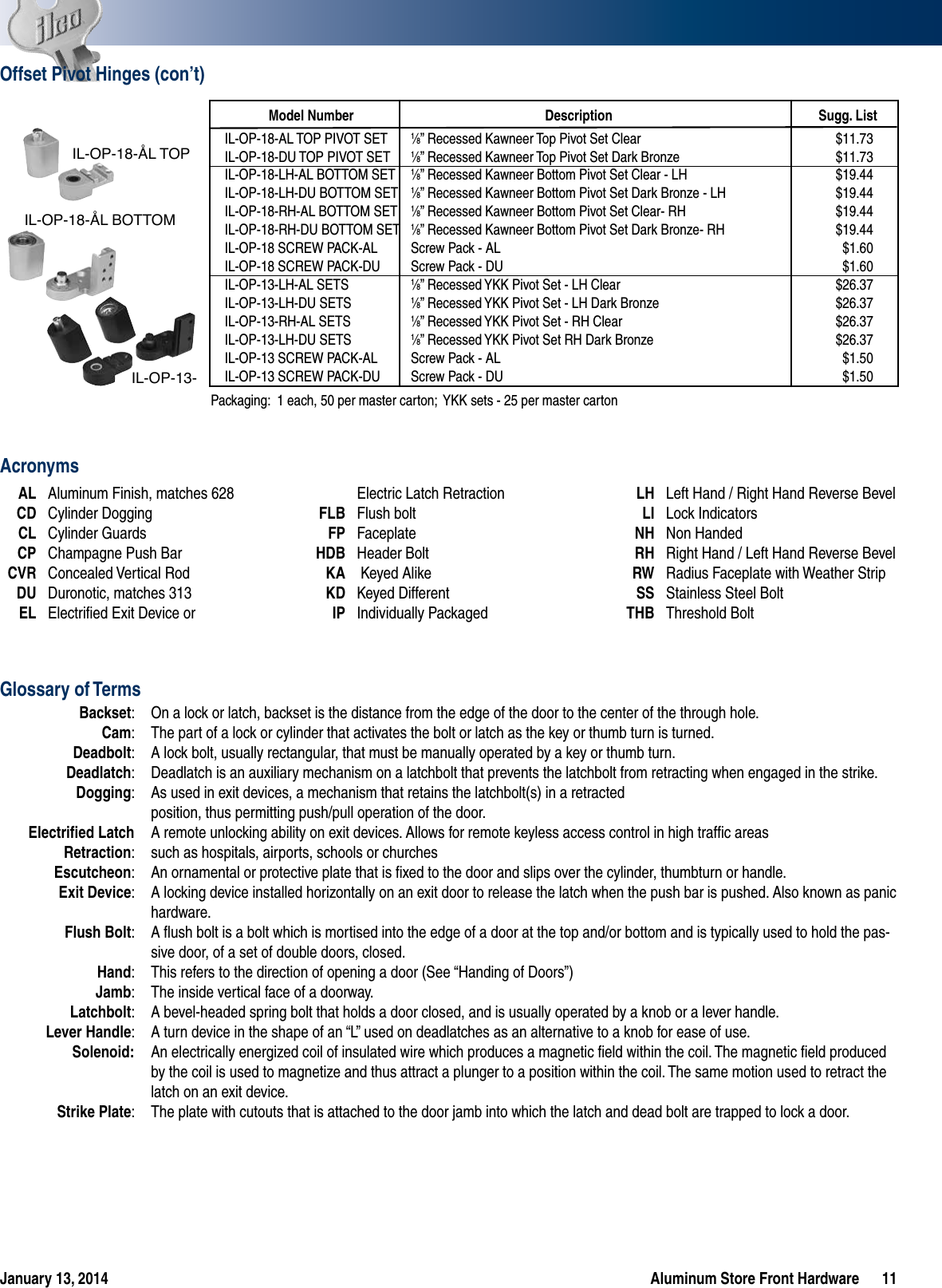 Page 11 of 12 - Kaba Ilco  Storefront Hardware Price Book List