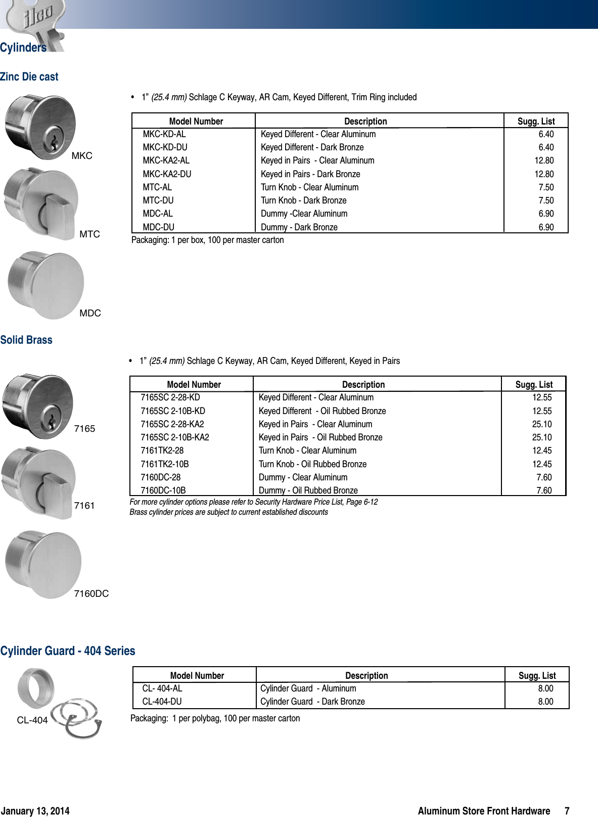 Page 7 of 12 - Kaba Ilco  Storefront Hardware Price Book List