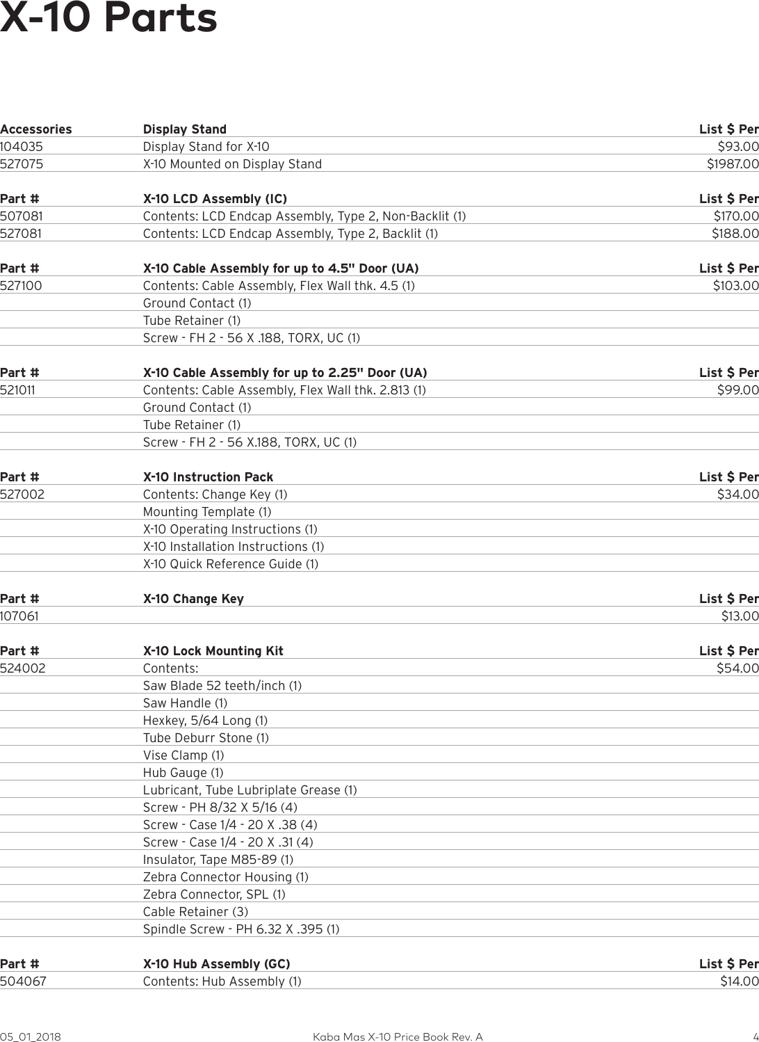Page 4 of 9 - Kaba Mas X-10/CDX-10/DKX-10 2018 Price Book Kaba-mas-x-10-price-book