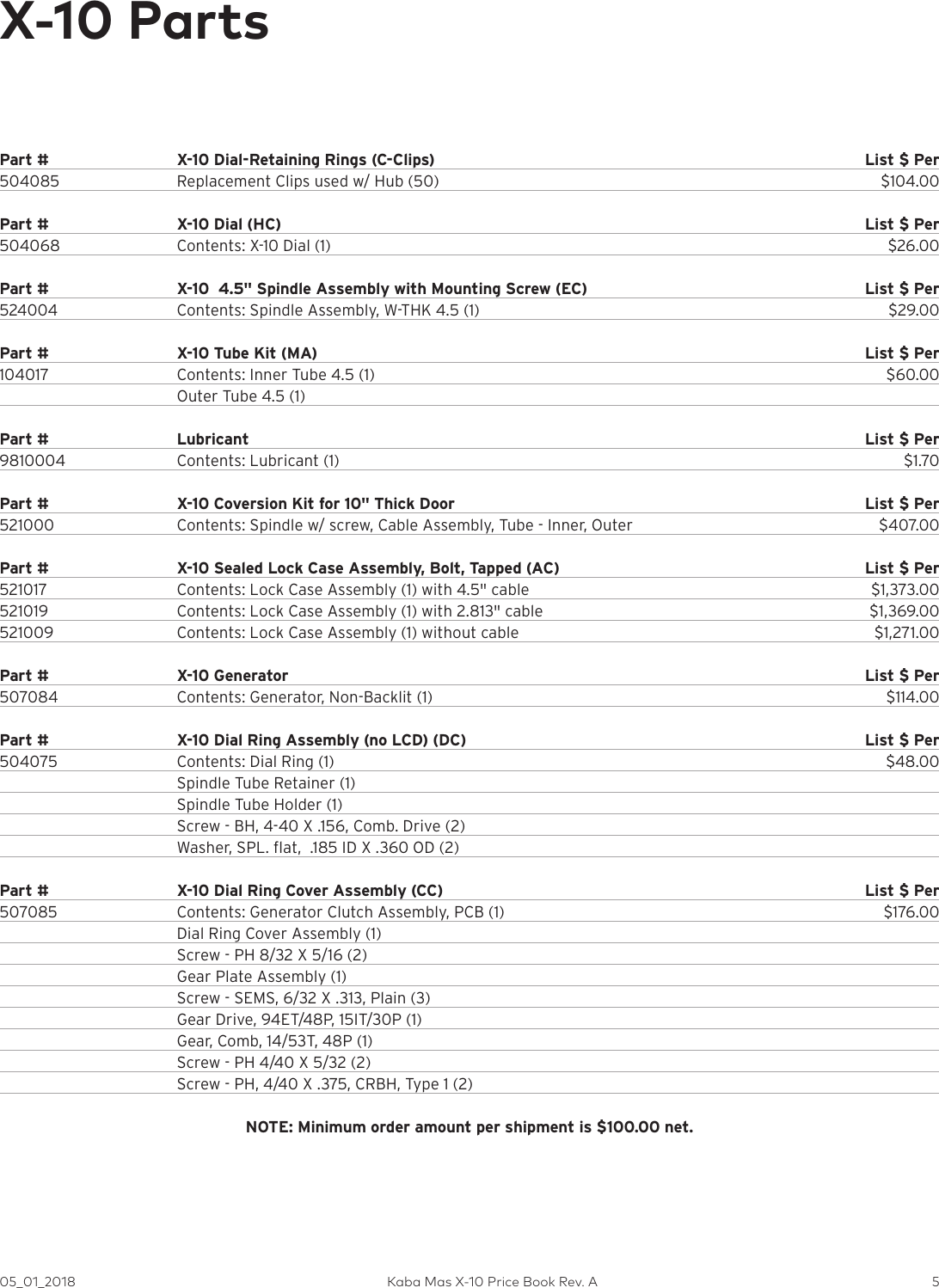 Page 5 of 9 - Kaba Mas X-10/CDX-10/DKX-10 2018 Price Book Kaba-mas-x-10-price-book