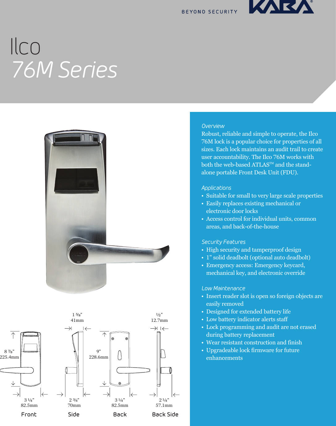 Page 1 of 2 - Kaba  76M Lock Series Fact Sheet - KAA1347 76m-lock-series-fact-sheet-kaa1347