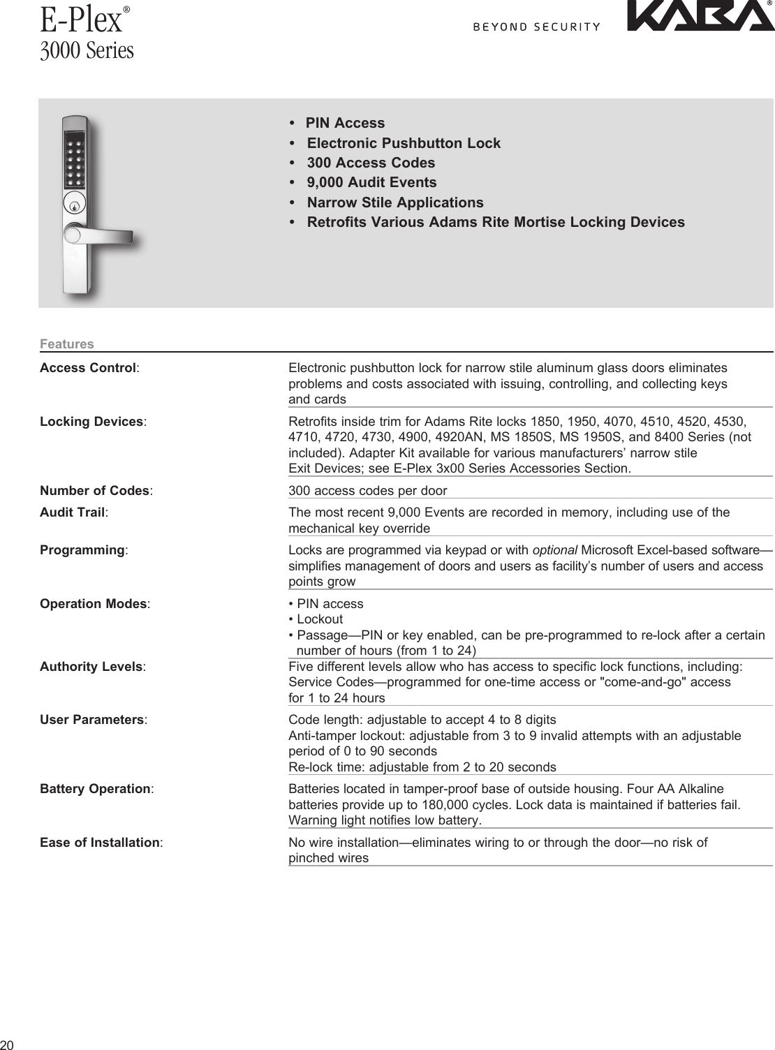 Page 1 of 4 - Kaba  E-Plex 3000 Series Price List - KAA1211 E-plex-3000-series-price-list-kaa1211