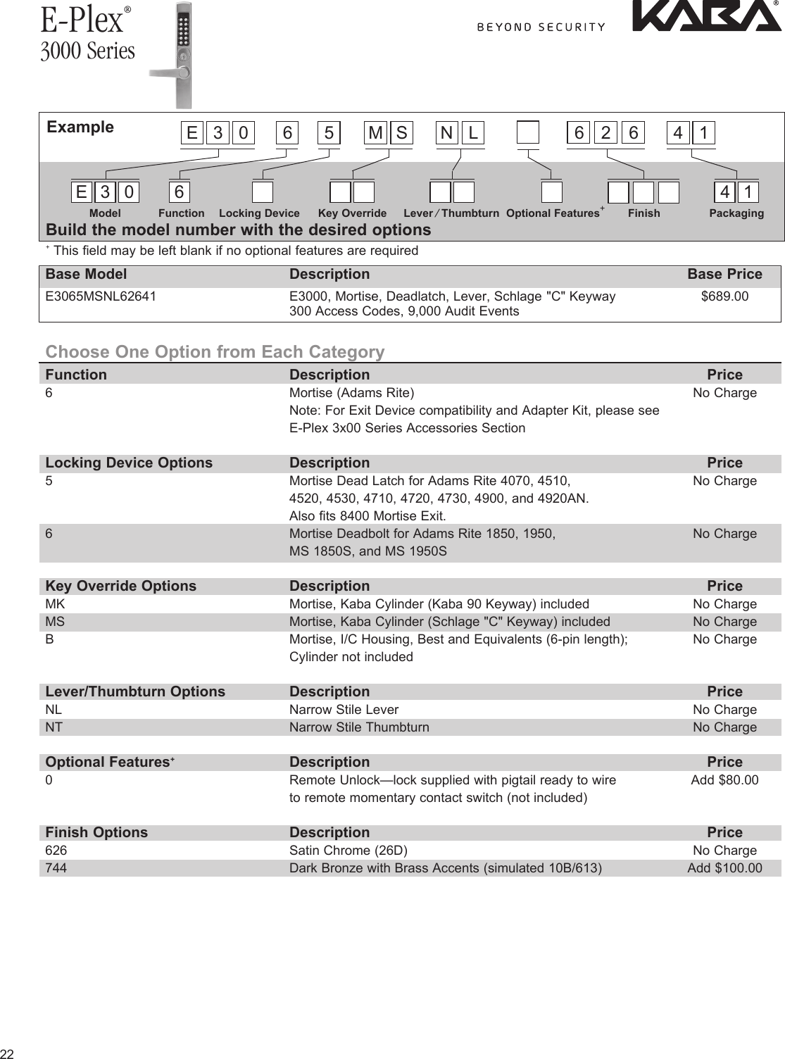 Page 3 of 4 - Kaba  E-Plex 3000 Series Price List - KAA1211 E-plex-3000-series-price-list-kaa1211