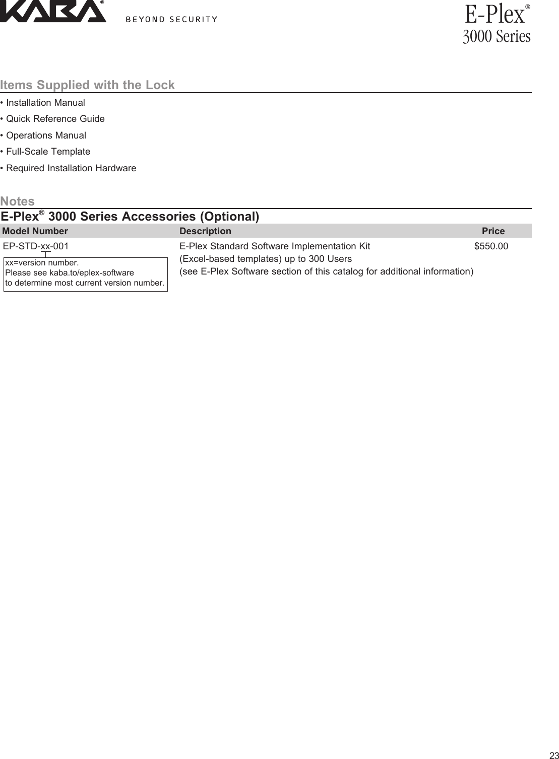 Page 4 of 4 - Kaba  E-Plex 3000 Series Price List - KAA1211 E-plex-3000-series-price-list-kaa1211