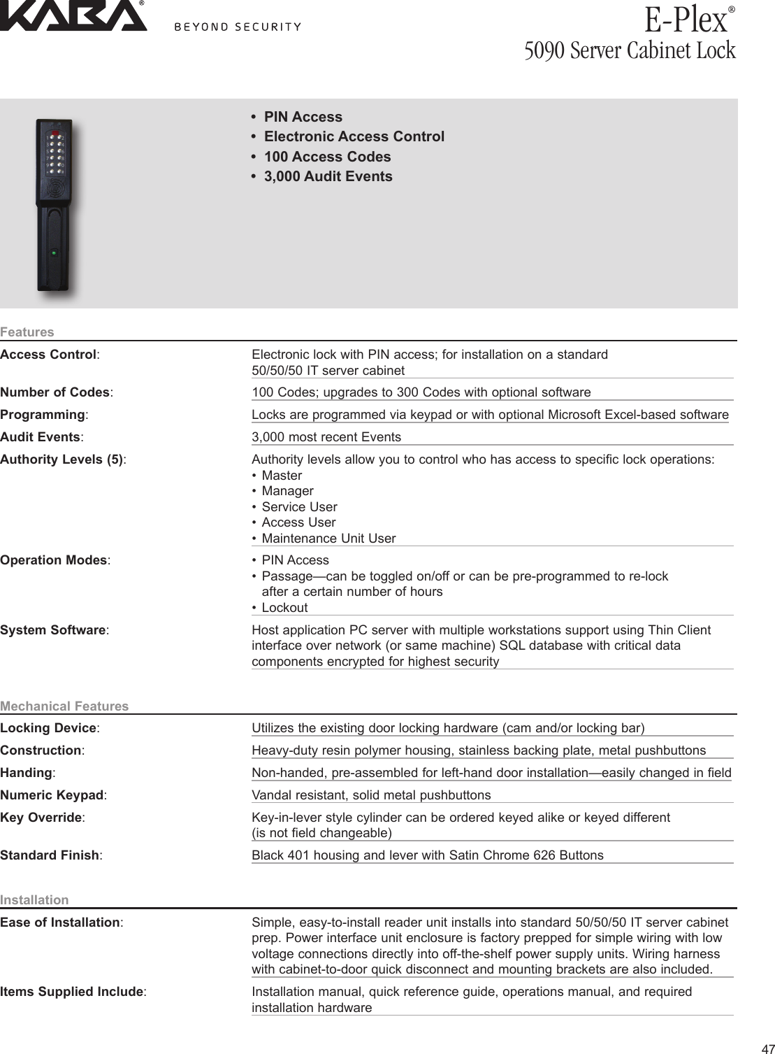 Page 1 of 3 - Kaba  E-Plex 5090 Series Price List - KAA1211 E-plex-5090-series-price-list-kaa1211