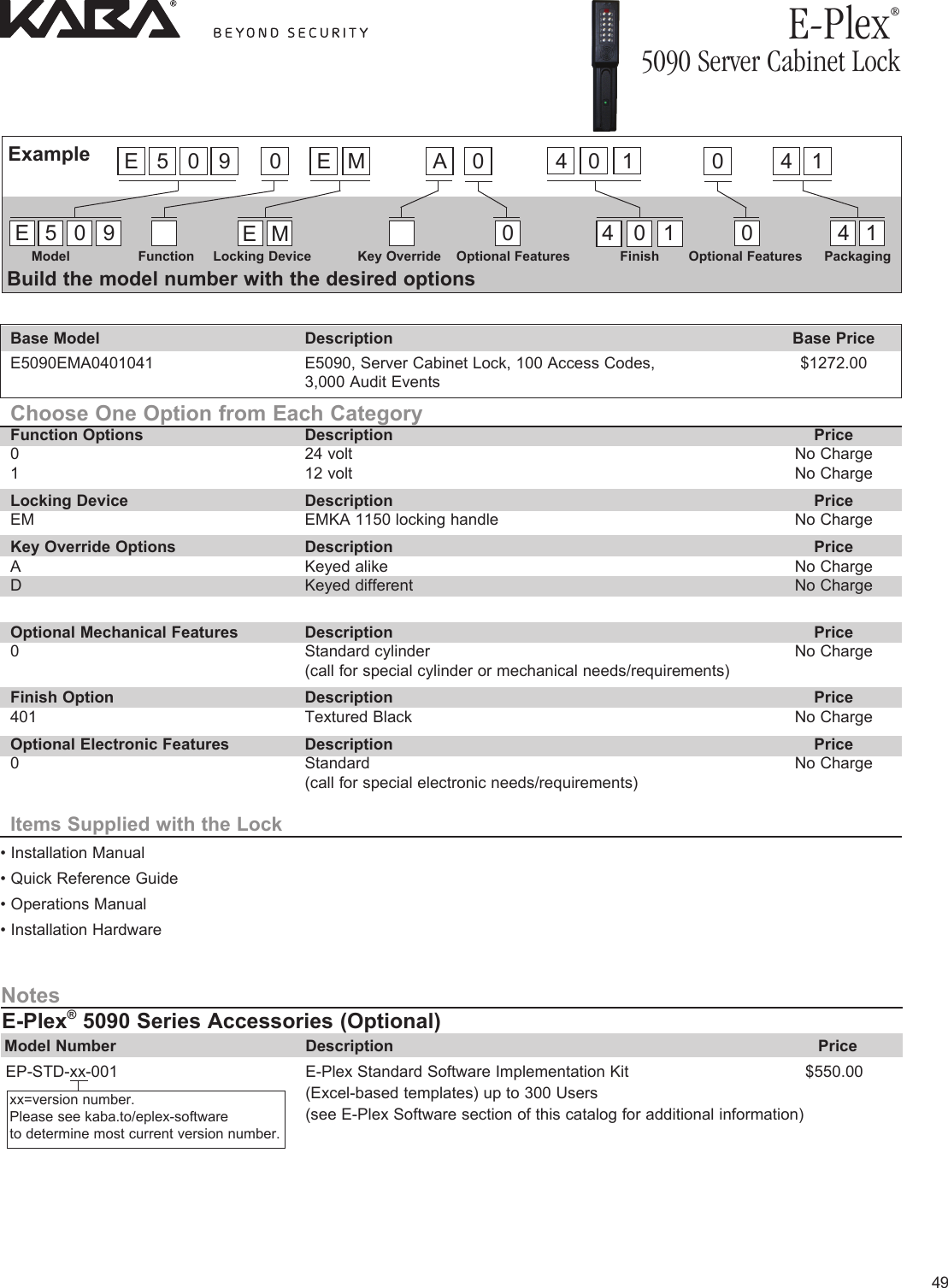 Page 3 of 3 - Kaba  E-Plex 5090 Series Price List - KAA1211 E-plex-5090-series-price-list-kaa1211