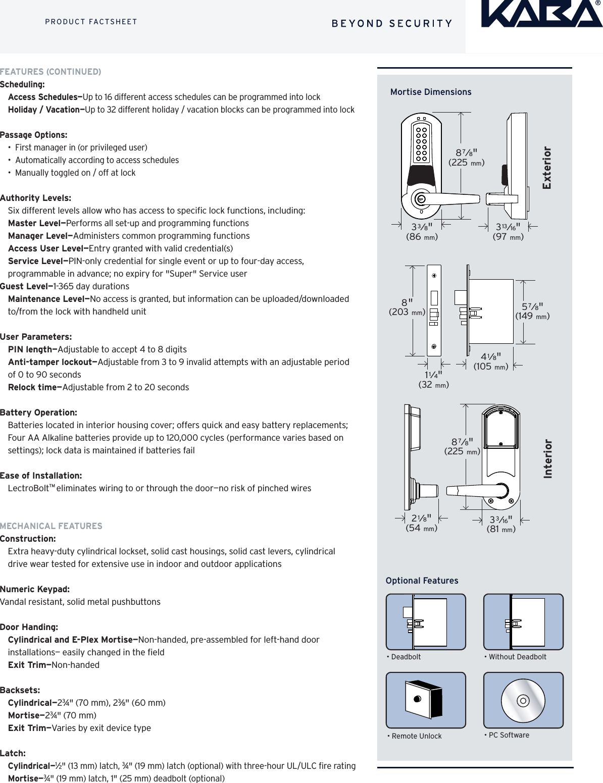 Page 2 of 4 - Kaba  E-Plex 5600/5700 Specifications - KAA1066 E-plex-5600-5700-specifications-kaa1066