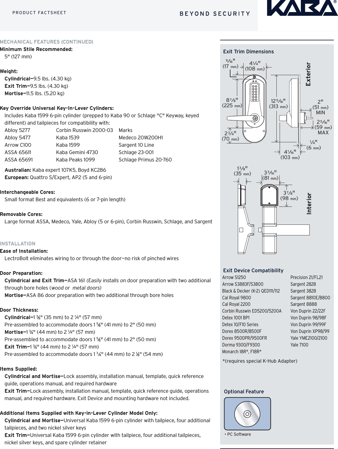 Page 3 of 4 - Kaba  E-Plex 5600/5700 Specifications - KAA1066 E-plex-5600-5700-specifications-kaa1066