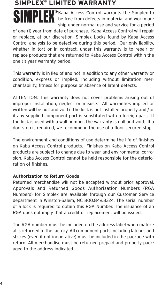 Page 4 of 12 - Kaba Installation Fileguard Instructions - PKG3133 Fileguard-installation-instructions-pkg3133
