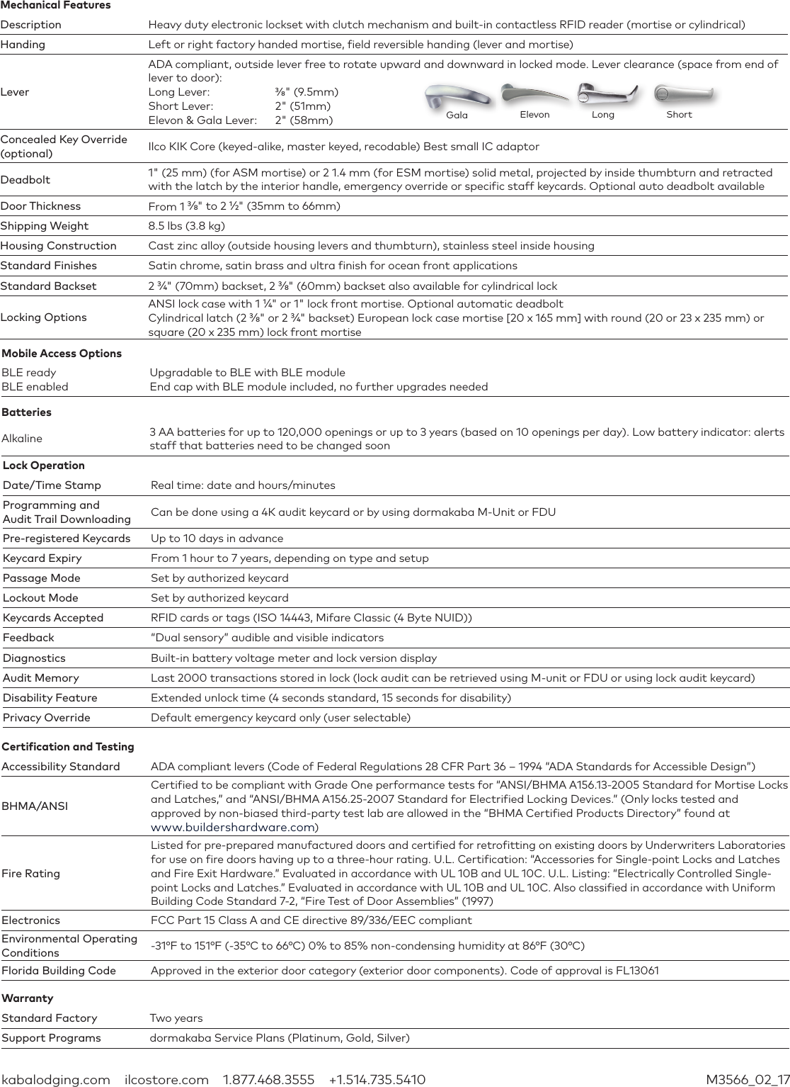 Page 2 of 2 - Kaba 790-Series_3566 _02-17 ILCO 790 Fact Sheet [M3566] Ilco-790-fact-sheet-m3566