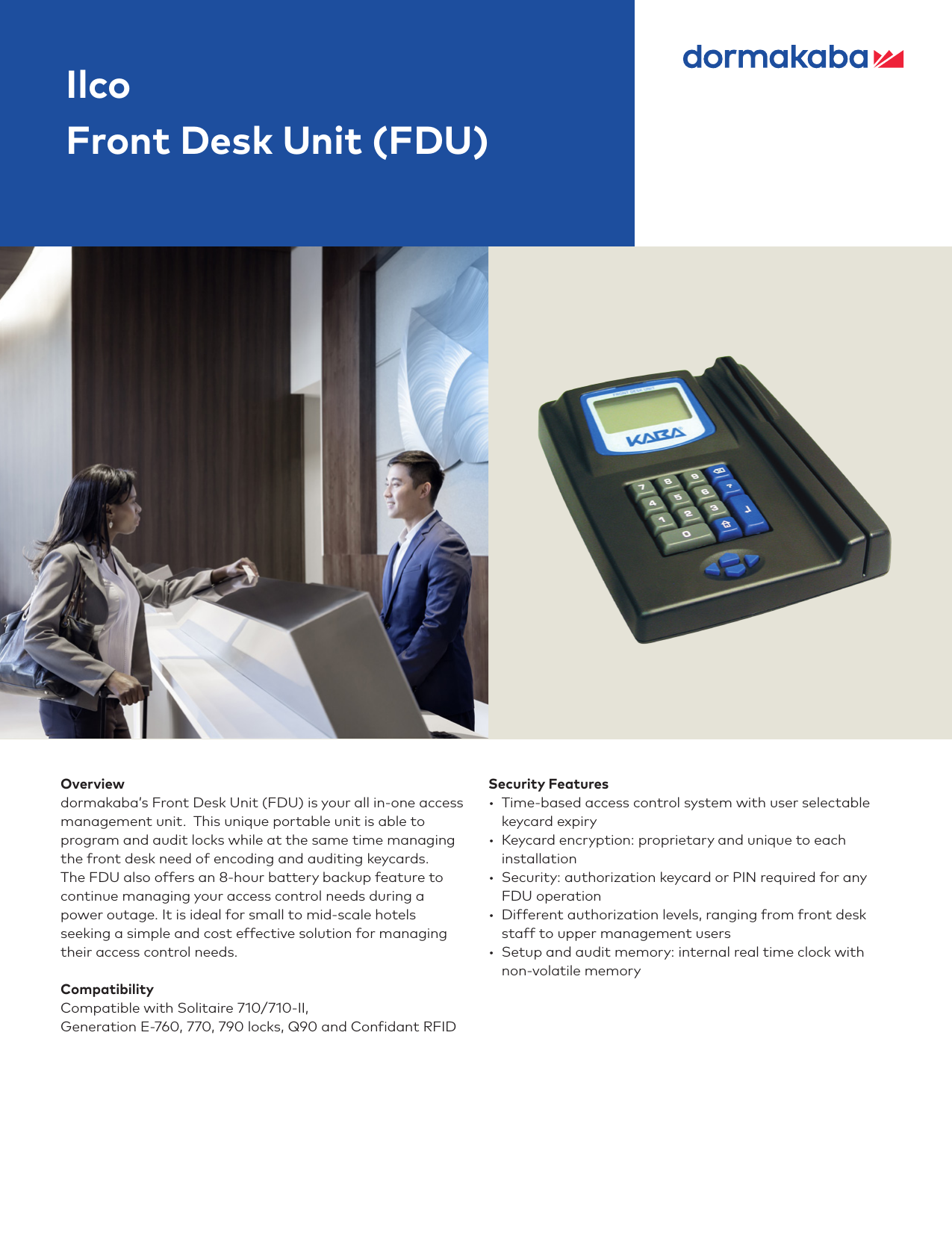 Page 1 of 2 - Kaba  ILCO Front Desk Unit (FDU) Fact Sheet [M3568] Ilco-front-desk-unit-fdu-fact-sheet-m3568