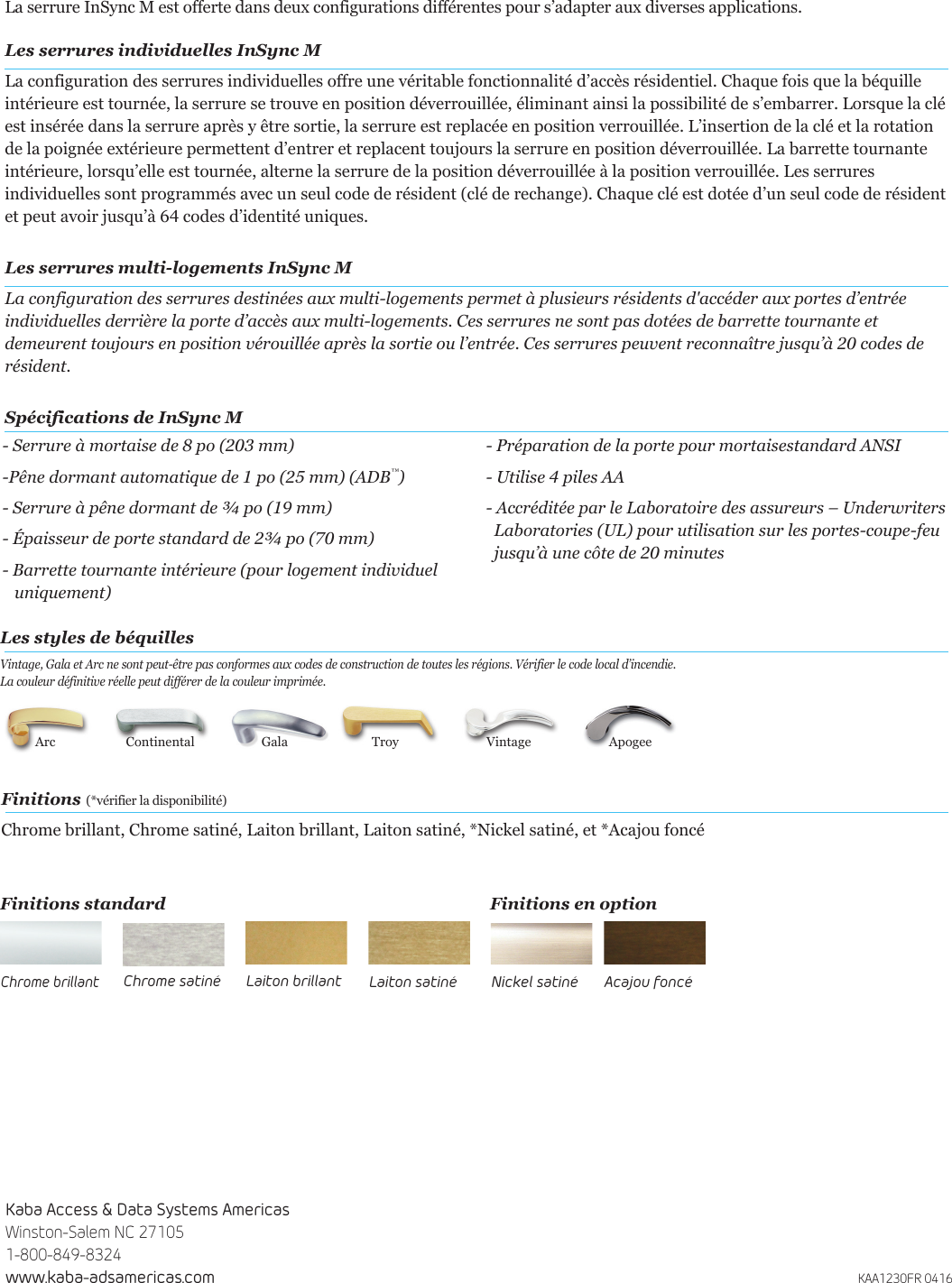 Page 2 of 2 - Kaba  In Sync M Data Sheet Insync-m-data-sheet