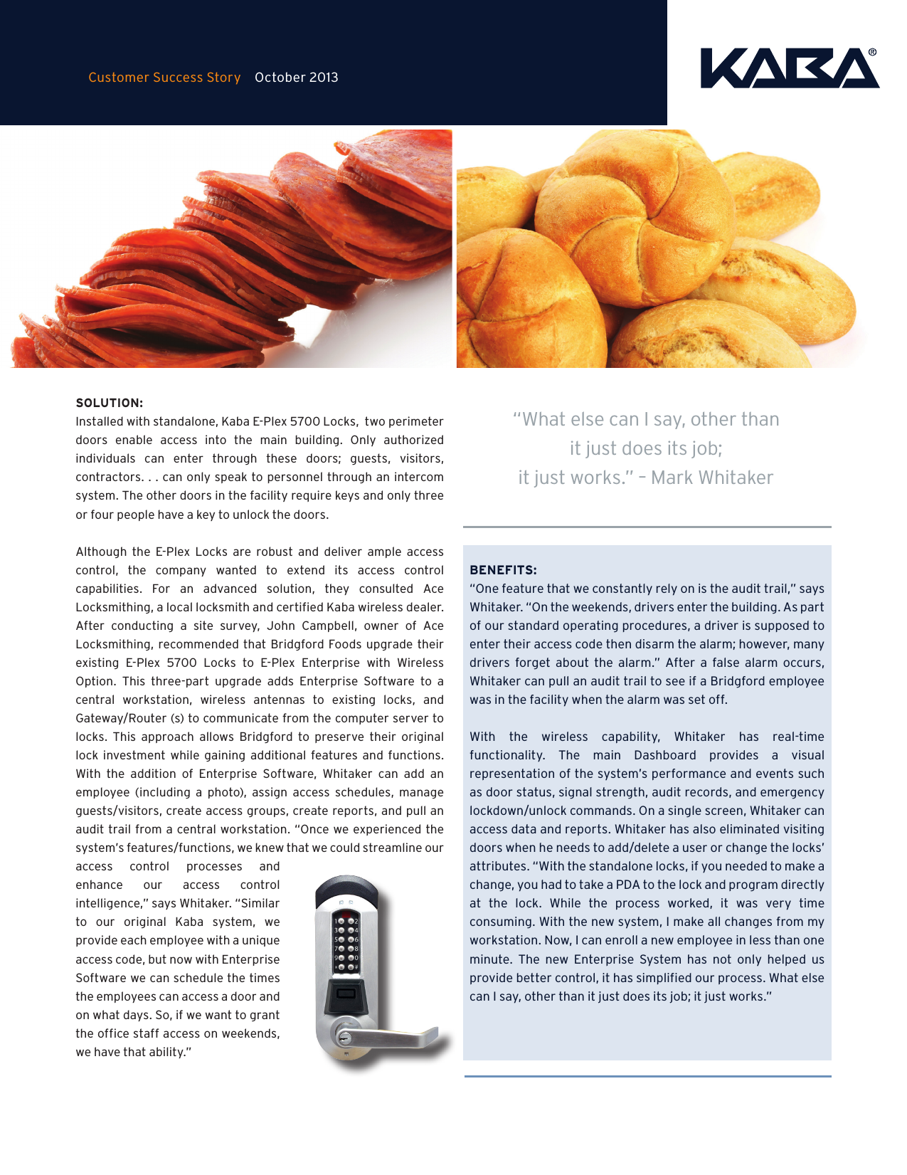 Page 2 of 2 - Kaba  Success Story: Bridgford Foods Kaba-success-story-bridgford-foods