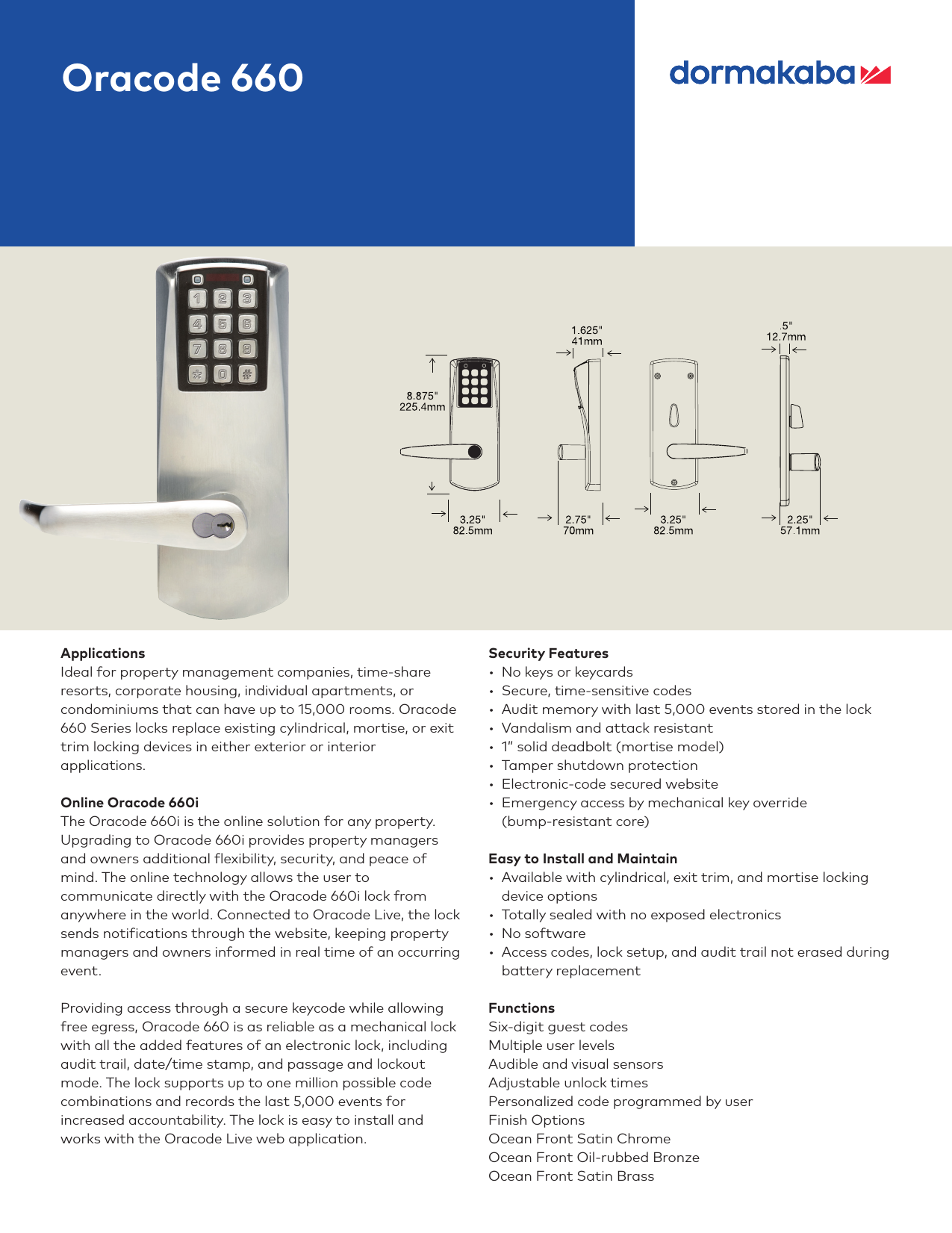 Page 1 of 2 - Kaba  Oracode 660 Fact Sheet [M3399] Oracode-660-fact-sheet-m3399