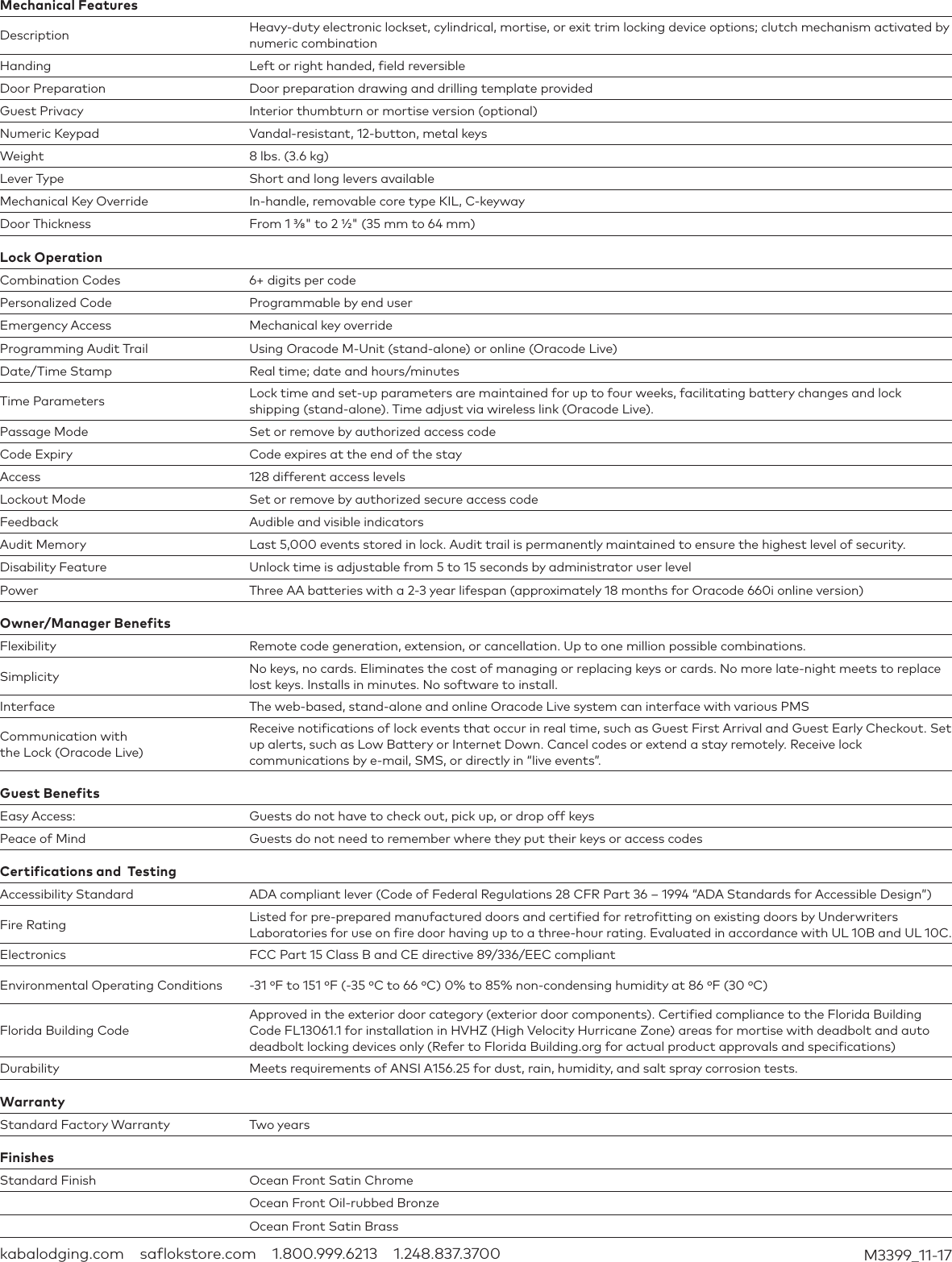 Page 2 of 2 - Kaba  Oracode 660 Fact Sheet [M3399] Oracode-660-fact-sheet-m3399