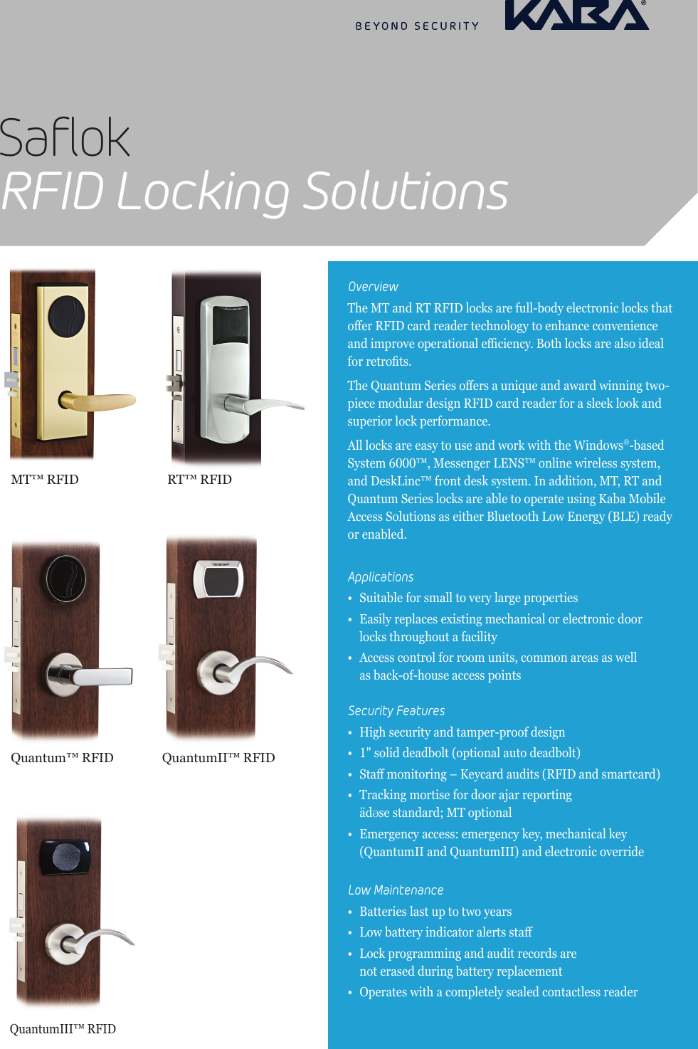 Page 1 of 4 - Kaba  RFID Contactless Lock Solutions Brochurepdf, 810 KB Rfid-contactless-lock-solutions-brochure