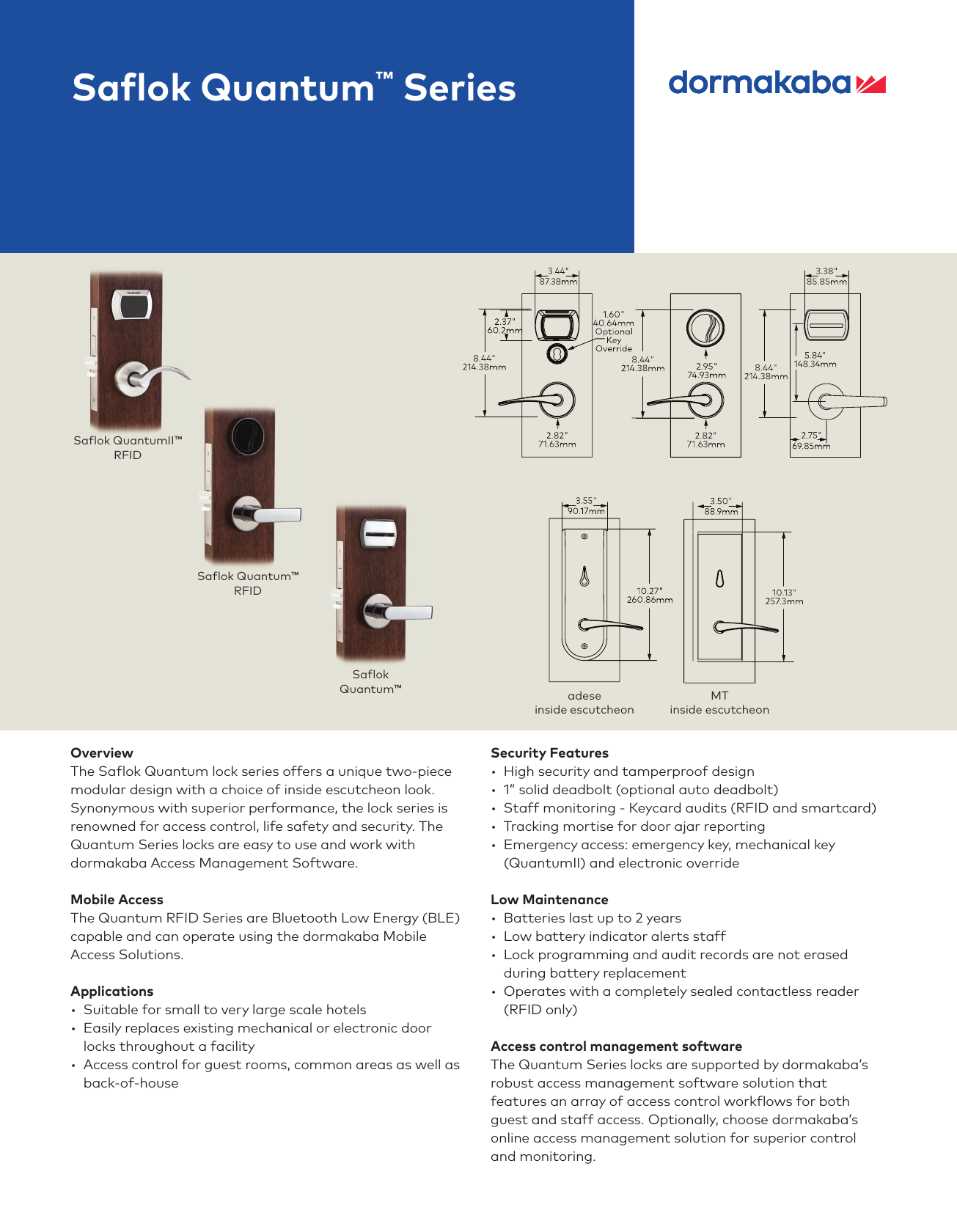Page 1 of 2 - Kaba M3572_Quantum_US-Letter_ Saflok Quantum Series Fact Sheet [M3572] Saflok-quantum-series-fact-sheet-m3572