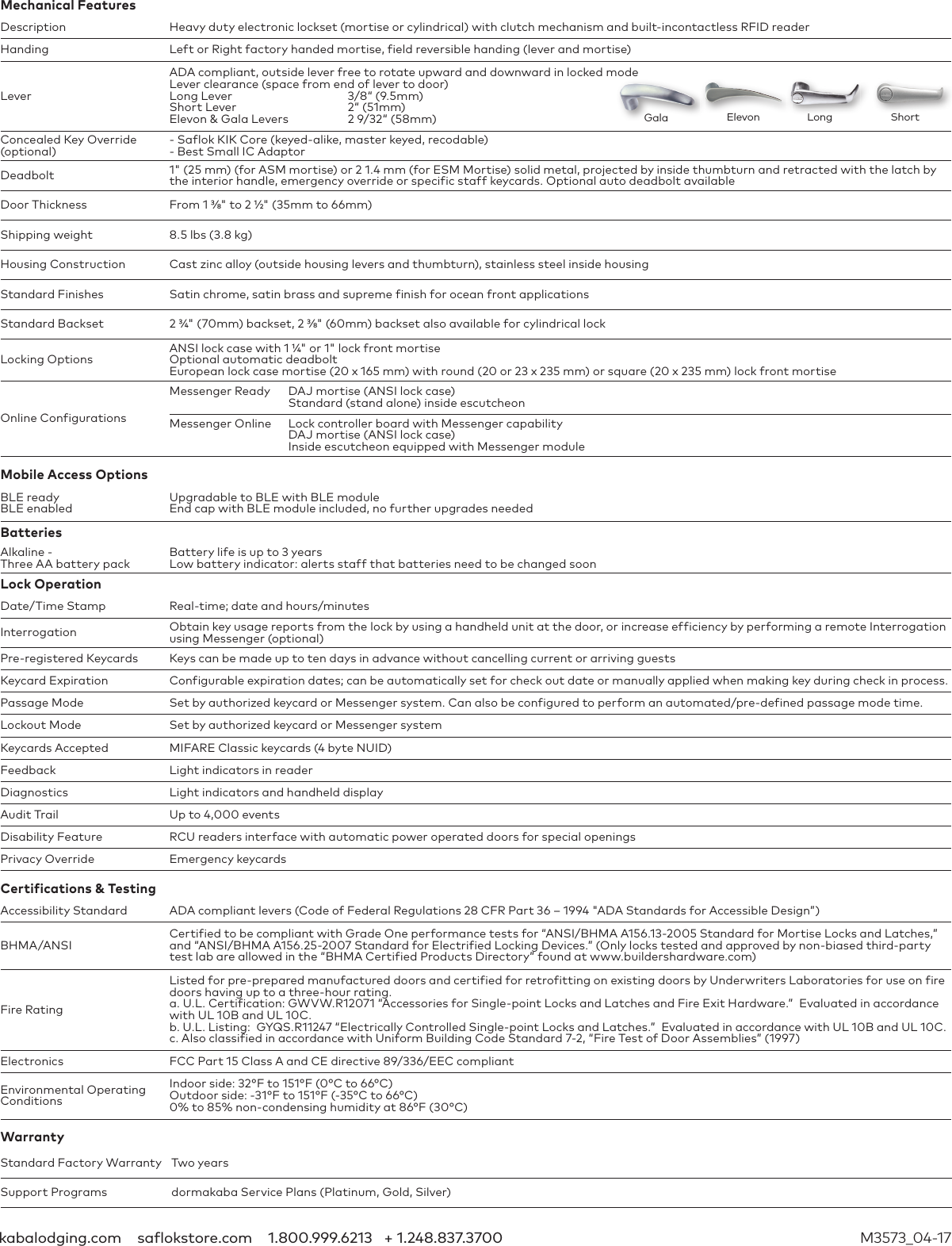 Page 2 of 2 - Kaba Saflok RT RFID Fact Sheet Series [M3573] Saflok-rt-series-fact-sheet-m3573