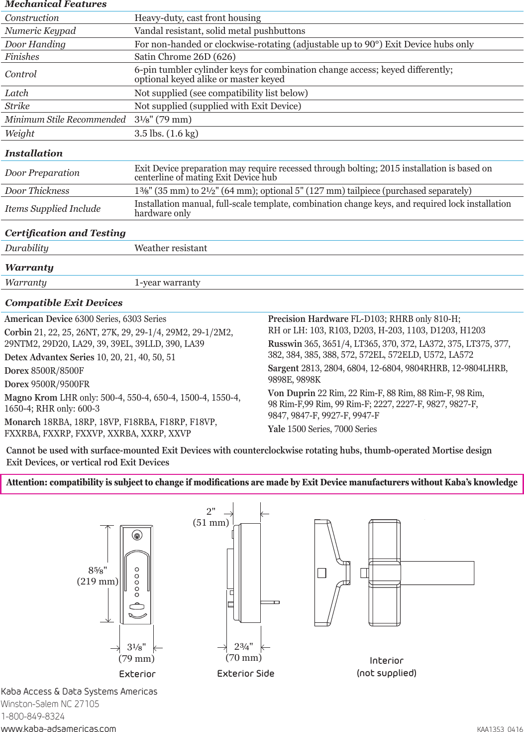 Kaba Simplex 1000 Instructions