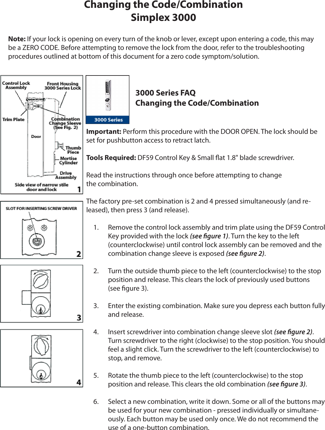 Page 1 of 2 - Kaba  Simplex 3000 Changing The Code - KAA1155 Simplex-3000-changing-the-code-kaa1155