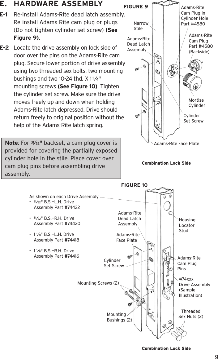 Kaba Installation Instructions Simplex 3000 Drive Assembly PKG2582