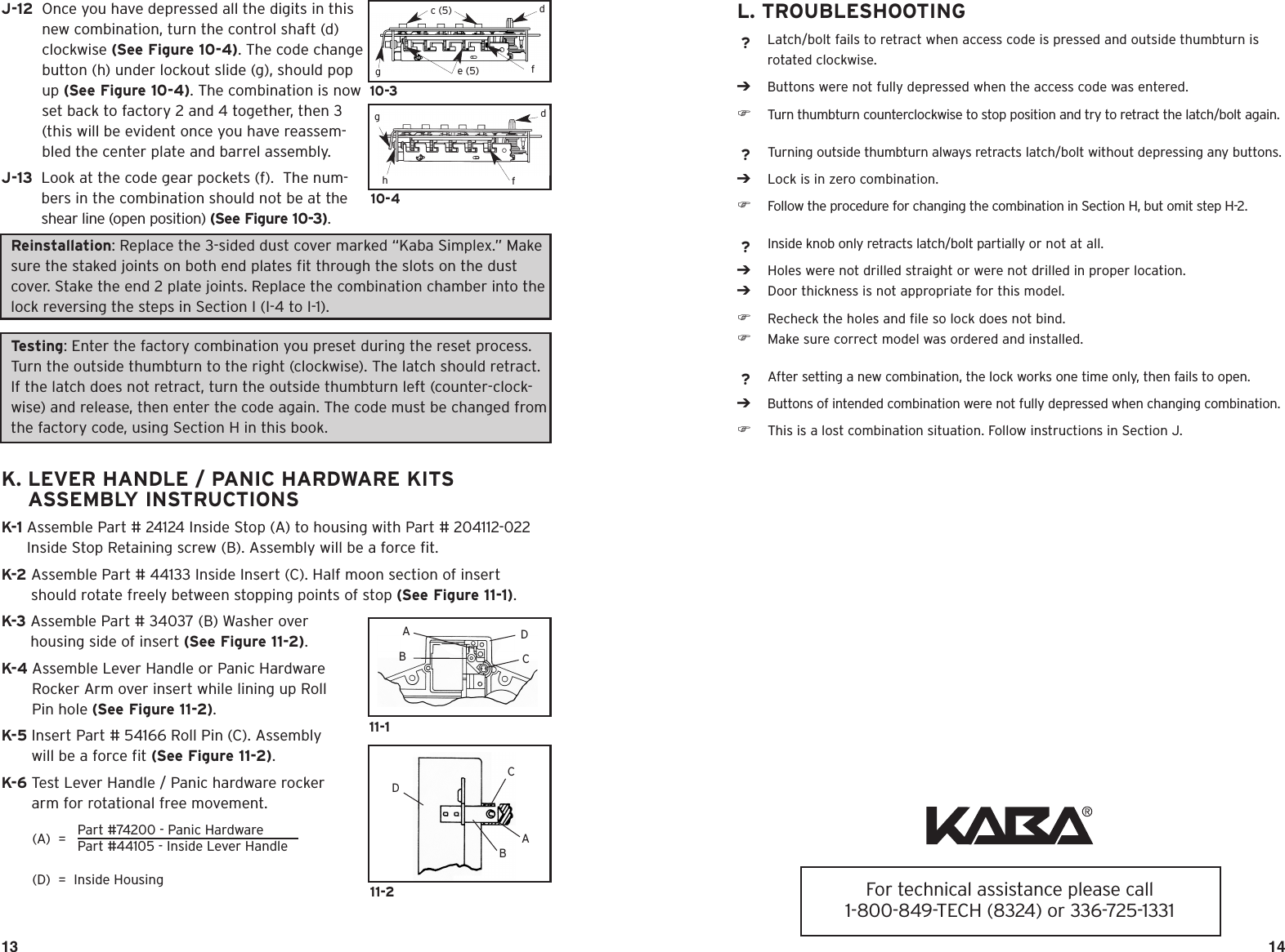 Kaba 900 Series Ins. Instruc. May 03 Simplex Installation Instructions ...