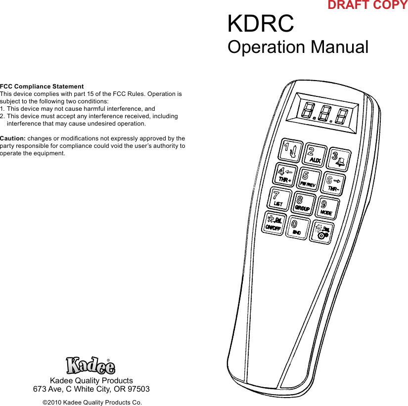 kadee-quality-10200-10200-user-manual